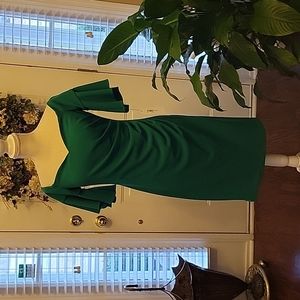CALVIN KLEIN Kelly green off shoulder dress sweetheart neck statement slv 6 NEW…